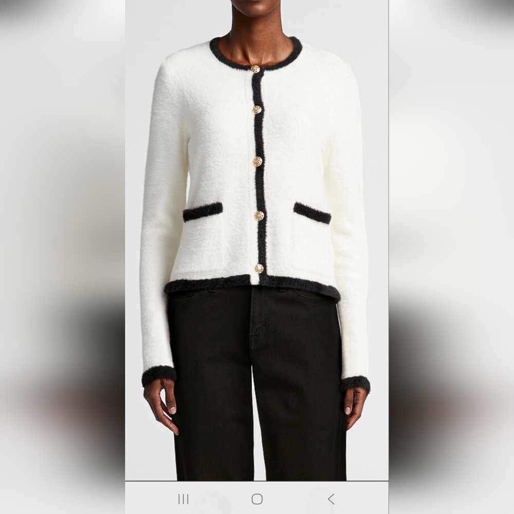 NWT CONTEMPORAINE PAR SIMONS Chic Women's White Blazer with Black Accents